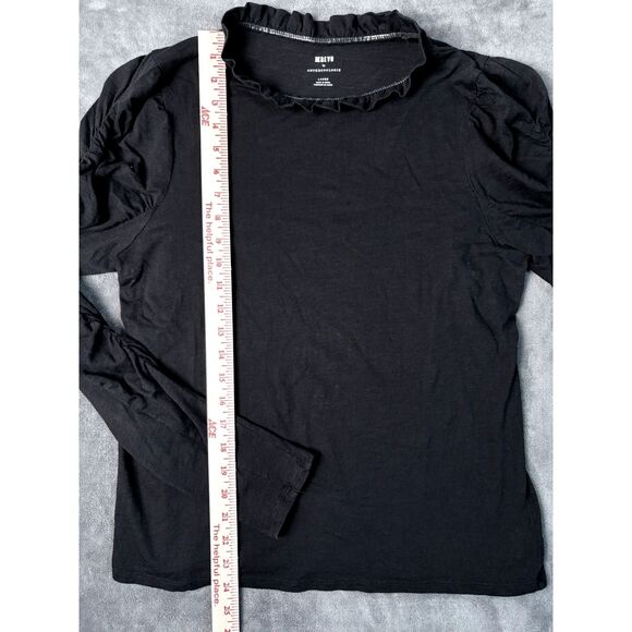 Maeve by Anthropologie Ruched Sleeve Long Sleeve Tee Black Women’s Large - Picture 6 of 7